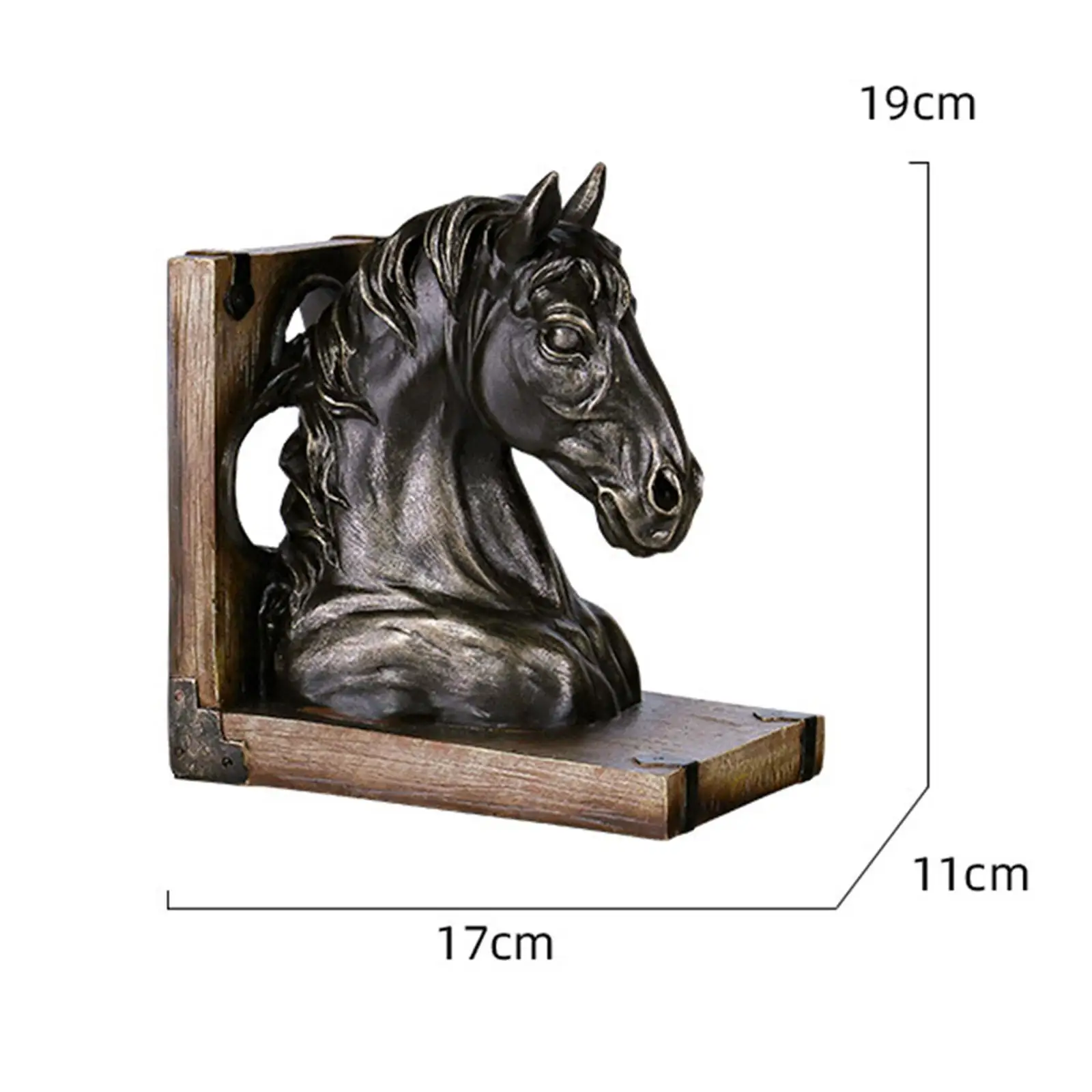 Imagem -06 - Vintage Cavalo Cabeça Estátua para Casa Estatueta Decorativa Bookend Animal Escultura Artesanato Rolha de Livro para Desktop Decor Ornamento Presente