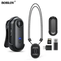 BOBLOV W4 2K Mini cámara corporal portátil 64GB Cámara 360 ° Cámara de grabación con batería de 800mAh con clip giratorio y clip magnético para exteriores