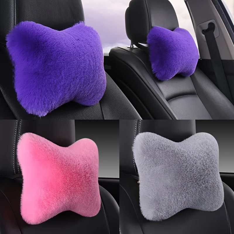 Luxury Plush Car Headrest Pillow – Ergonomic & Comfortable Neck Support , Soft Sponge Interior Cushion for Travel Comfort