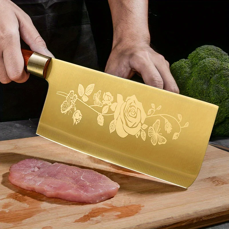 Deluxe Gold Kitchen Knife Seiko stainless steel blade with gold titanium plated Chef\'s knife Kitchen chef\'s kitchen knife
