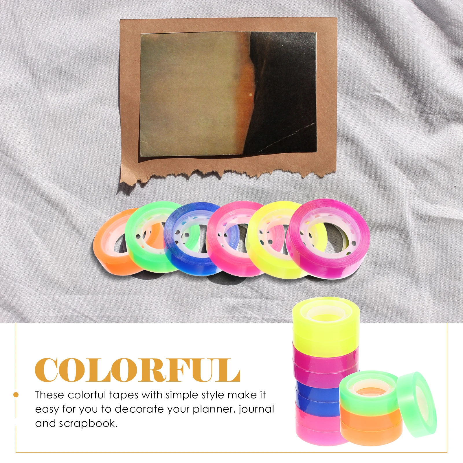 

Colorful Transparent Adhesive Tape Scrapbook Diy Decorative Clear Stationery Craft Tape For Journal Album Planner Handbooks