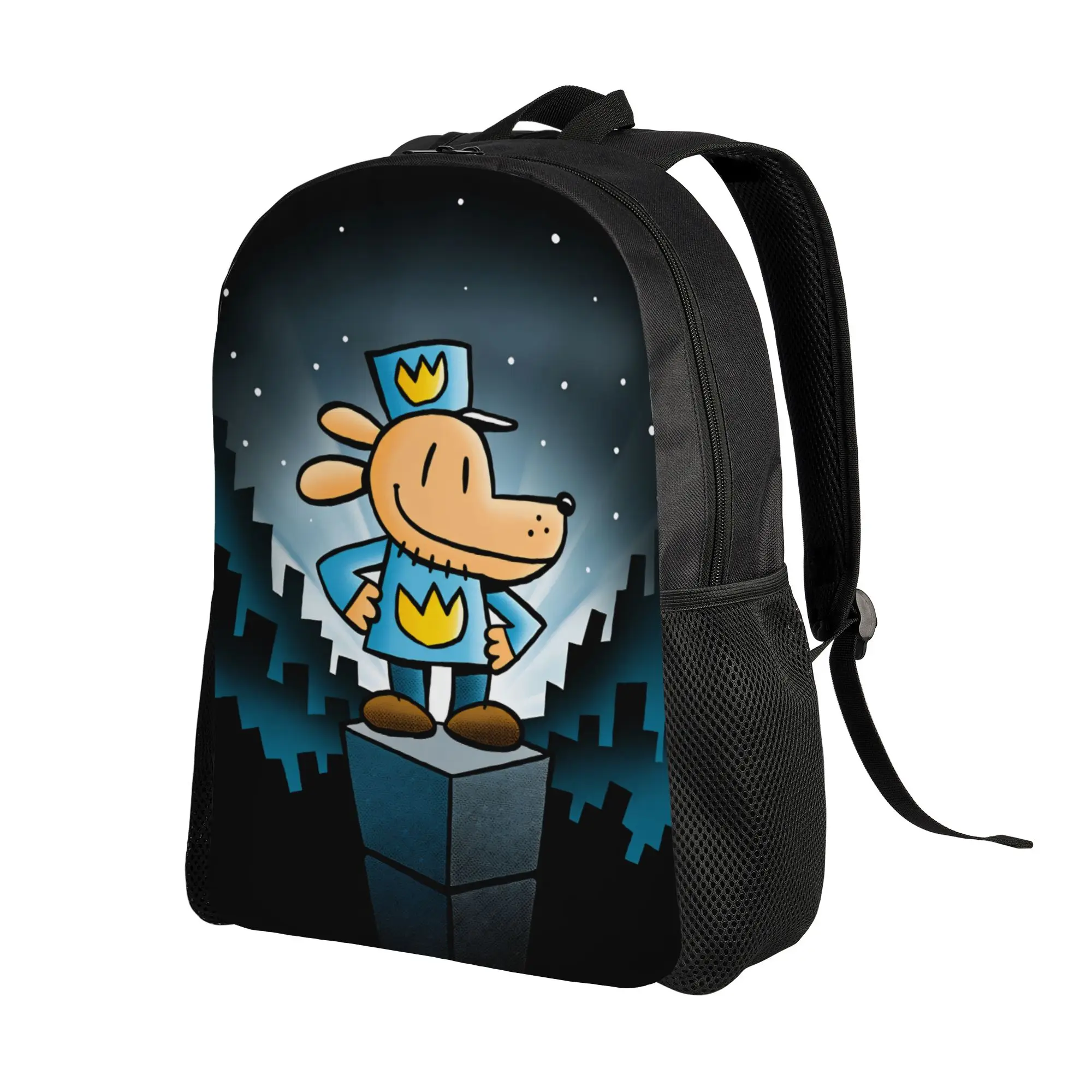 Dog Man Cartoon Backpack  Student Unisex Polyester Workout Backpacks Breathable Kawaii School Bags Rucksack