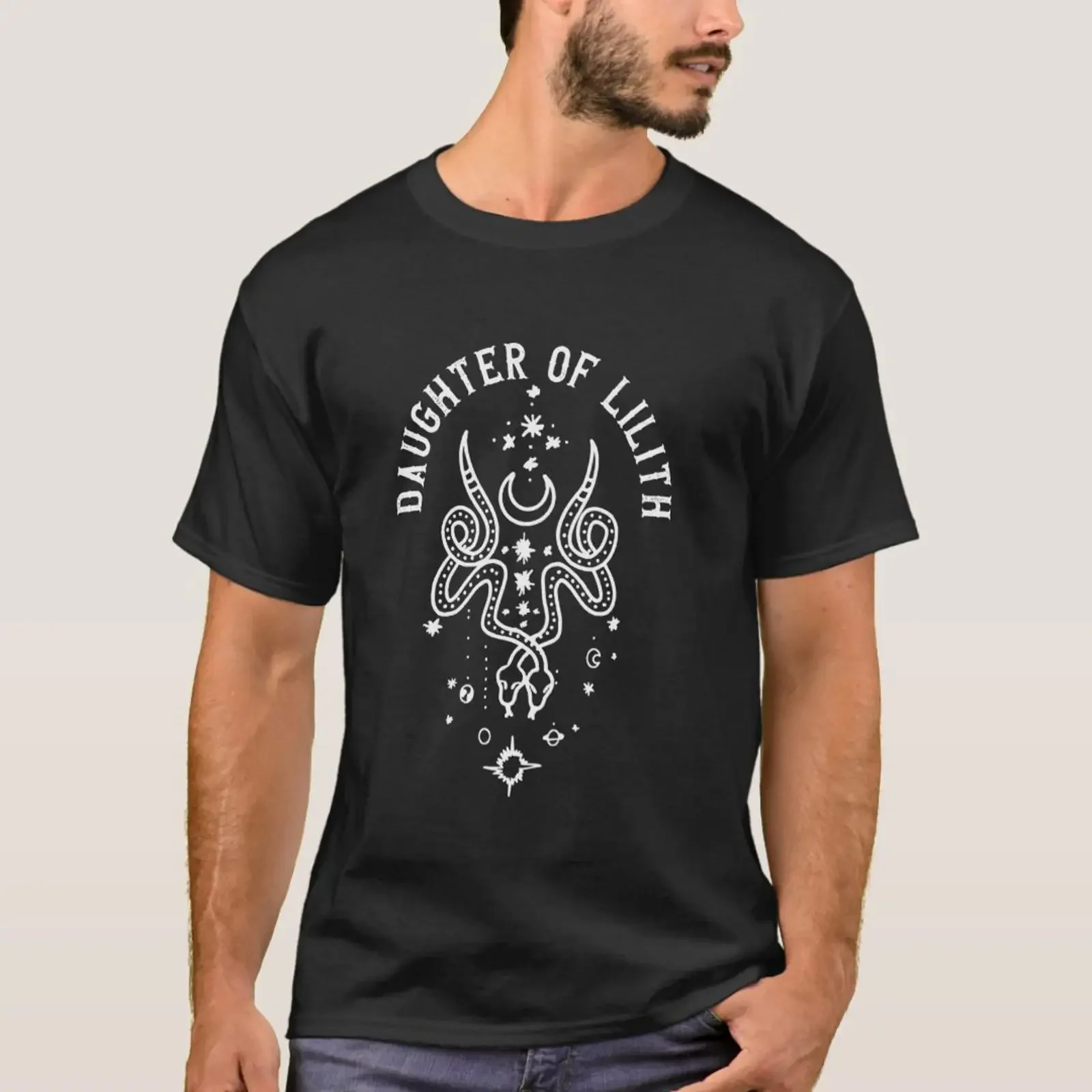 Daughter Of Lilith Celestial Snake Dark Goddess T Shirt vintage Washed Slightly fashion Unisex homme Versatile Stylish