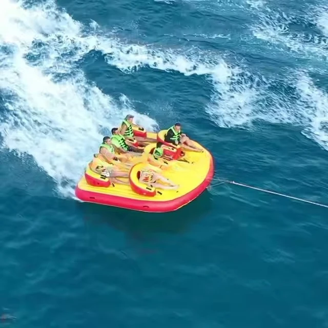 Commercial Durable PVC Tarpaulin Inflatable Towable Duck Design Banana Slider Tube Boat Water Sports Games