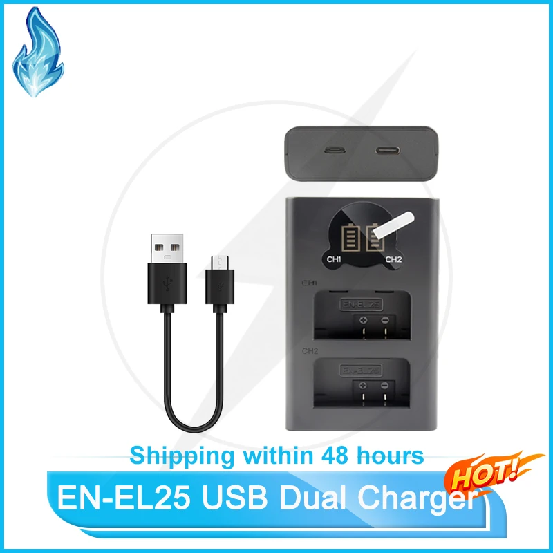 

EN-EL25 Battery Dual Interface TYPE-C USB Charger Is Suitable For Nikon Z50 ZFC Micro-Single Camera With LCD Display Dual Chargi