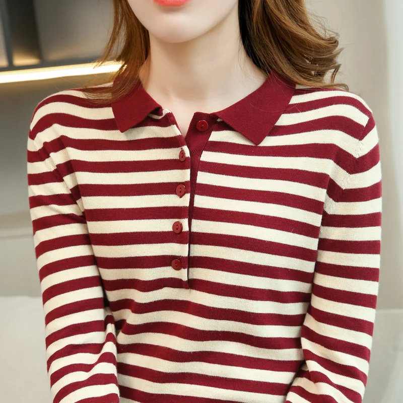 

Женская хлопковая рубашка с длинным рукавом и воротником поло, базовая модель для весны и осени, повседневная, 2026