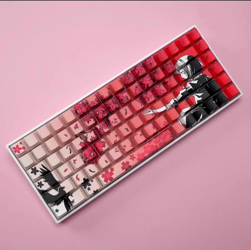 

Anime Sakura Girl Contour Style Keycap 136 Keys Set Original Factory Highly Sublimative Style Machine Keycap Decoration Keyboard