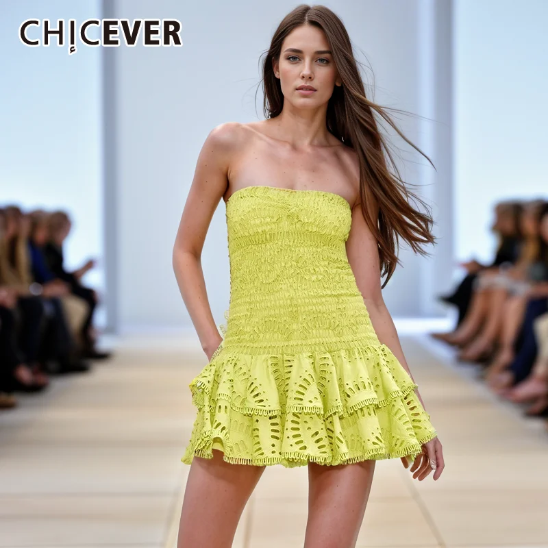 Sexy Patchwork Rüschen Stickerei Mini kleider für Frauen träger los ärmellose rücken freie hohe Taille abnehmen Kleid weiblichen Sommer