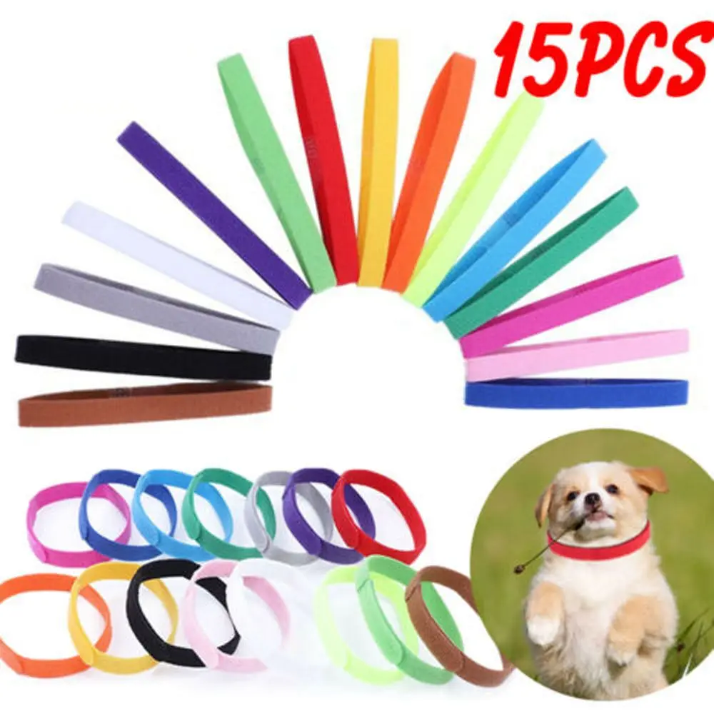 15PCS Practical Nylon Velvet Whelp Kitten Identification ID Collars Puppy ID Collar Pet Supplies Nylon