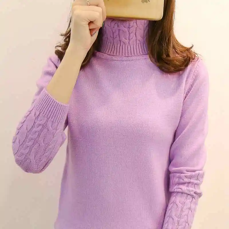 

Women Sweater Turtleneck Pullovers Autumn Winter Sweaters New 2023 Long Sleeves Thick Warm Female Sweater Khaki