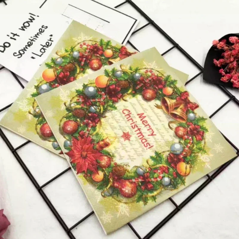 المناديل المطبوعة الملونة بالجملة أجراس نمط عيد الميلاد فندق مقهى عيد الميلاد الاحتفال حفلة الأنسجة الملابس للتخصيص 33*33