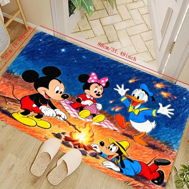 

1 шт. Дисней мультфильм Микки Маус Минни Дональд Дак Гуфи Костер Ночь Звездное Небо Сцена напольный коврик, мягкий плюшевый нескользящий коврик