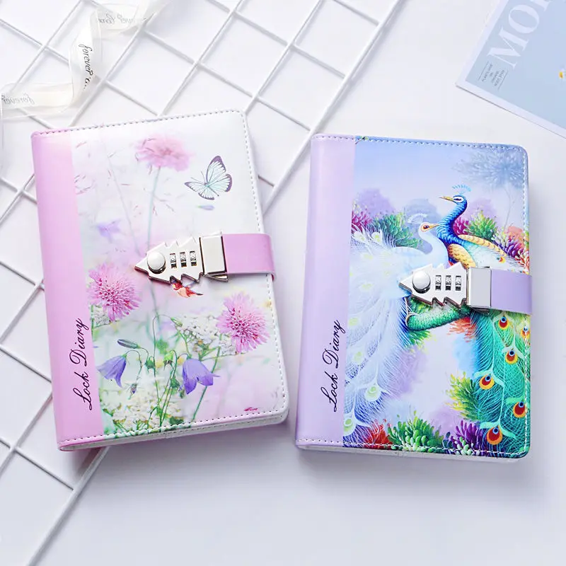 A5 Notebook With Lock Password Creative Diary Notepad Fashion Secret Codebook Planner Traveler Journal School Stationery Gift