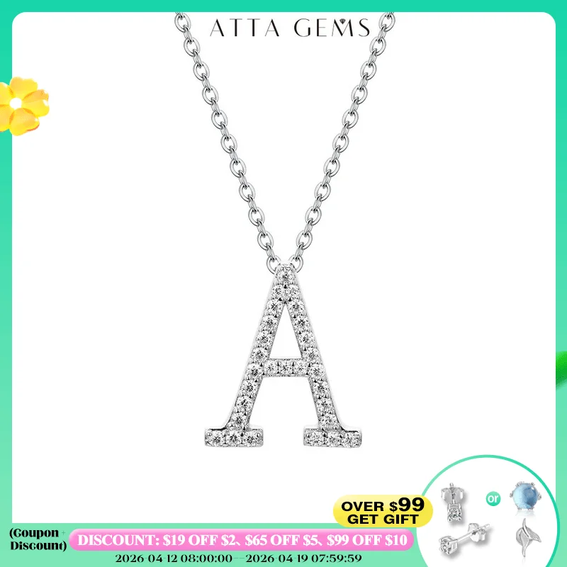 

ATTAGEMS D VVS1 Color Moissanite Letters Necklace Pendant 100% 925 Sterling SIlver for Women Man Fine Jewelry Accessories Gift
