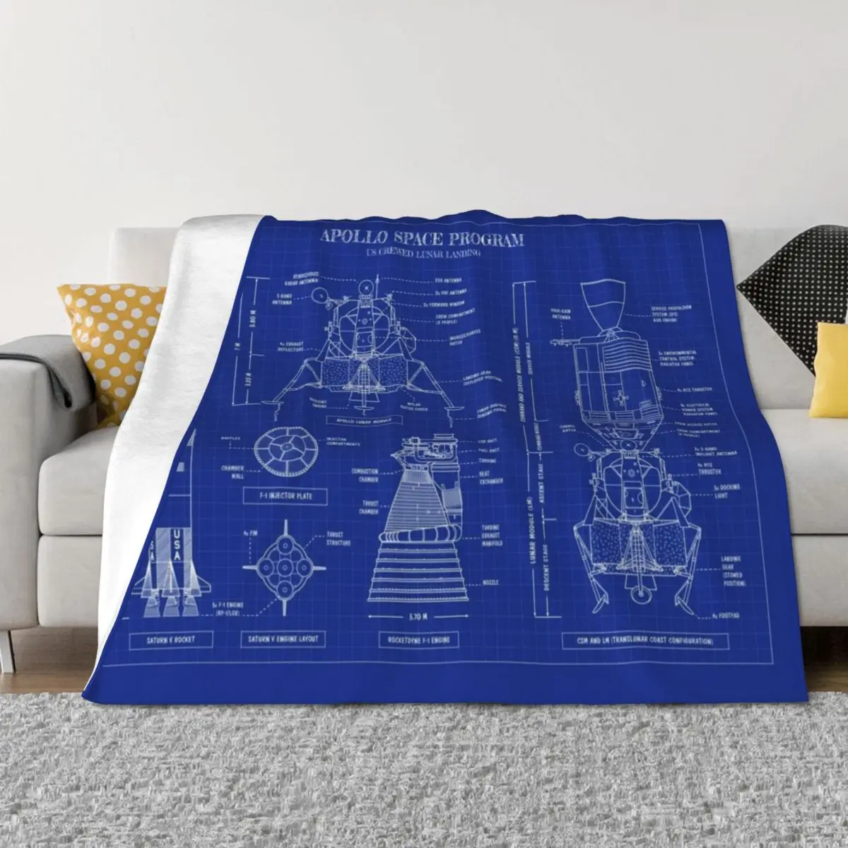 

Apollo Program (Blueprint) Throw Blanket Decorative Sofa Weighted for winter Decoratives Blankets