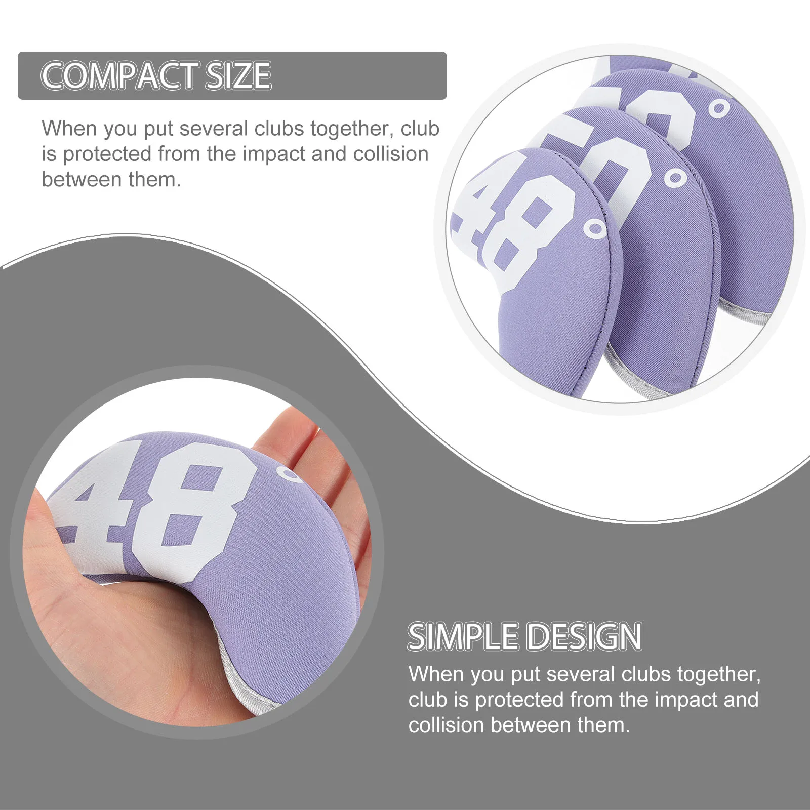 

7pcs Golf Club Covers Shallow Purple Protective Head Covers for Irons Durable Fabric Lightweight Golfer Accessories