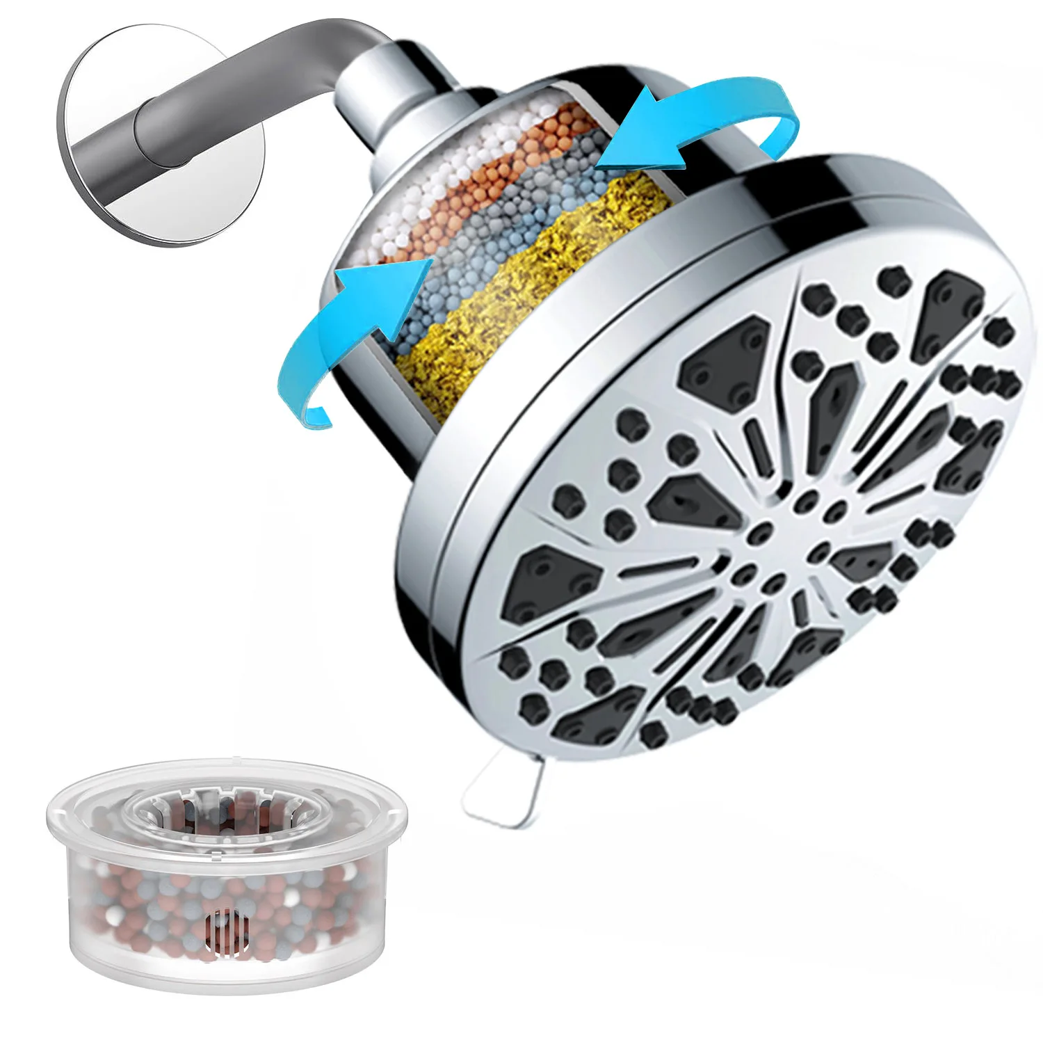 Bathroom Factory Cross-border Special for Bathing Filter Shower Head, Foreign Trade 8-function Shower Concealed American