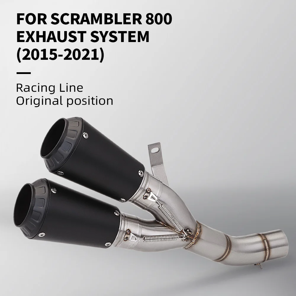For DUCATI Scrambler 800 Motorcycle Exhaust Escape System Double Hole Middle Link Pipe Close Two Slip On 51mm Exhaust