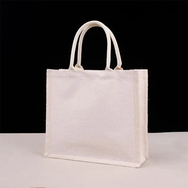 

D46D Jute Tote Bags Burlap Reusable Environmentally Beach Shopping Bag with Handle