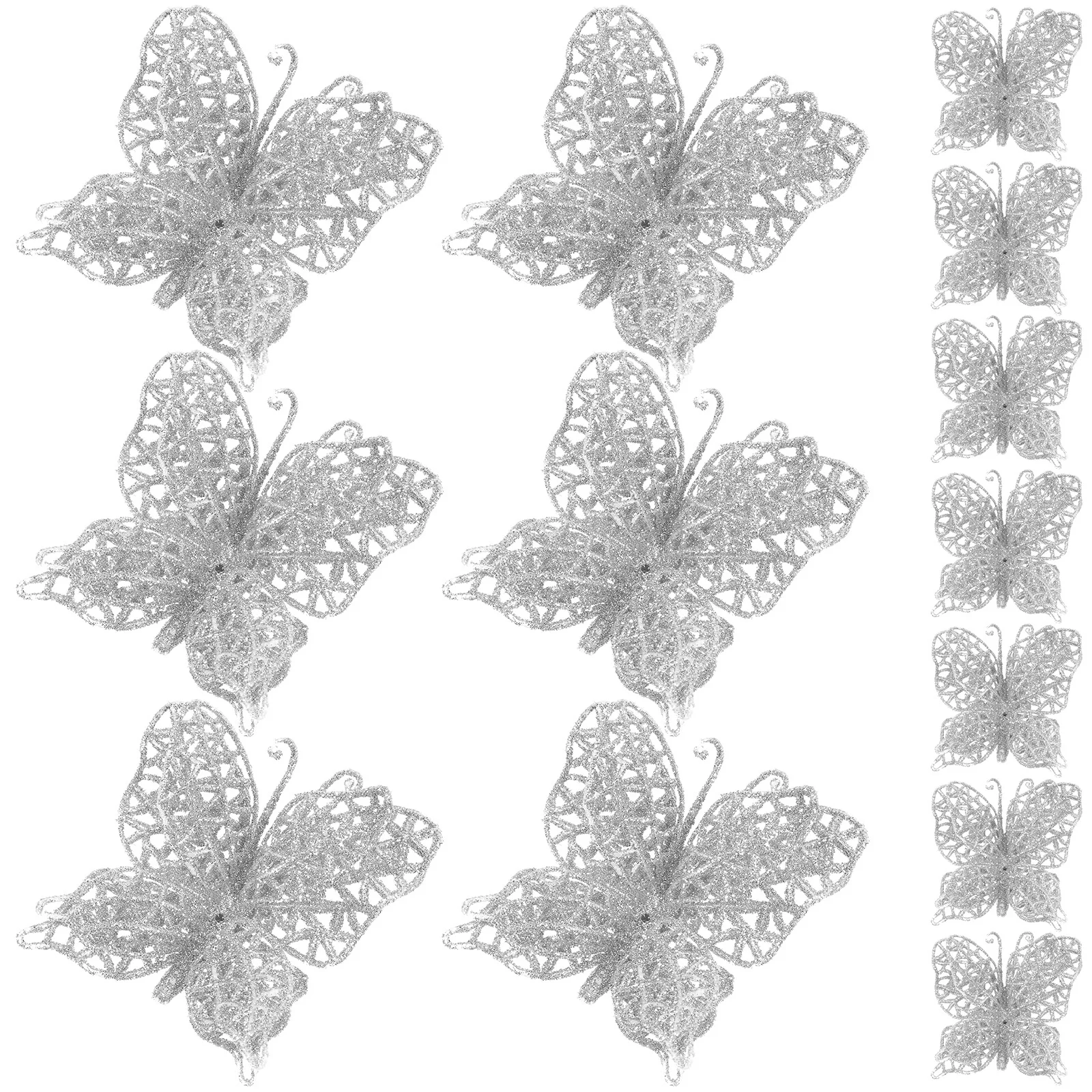 

24Pcs Glitter Hollow Butterflies Wedding Decoration Christmas Tree Ornaments Xmas DIY Wreath Supplies Christmas Tree Butterfly