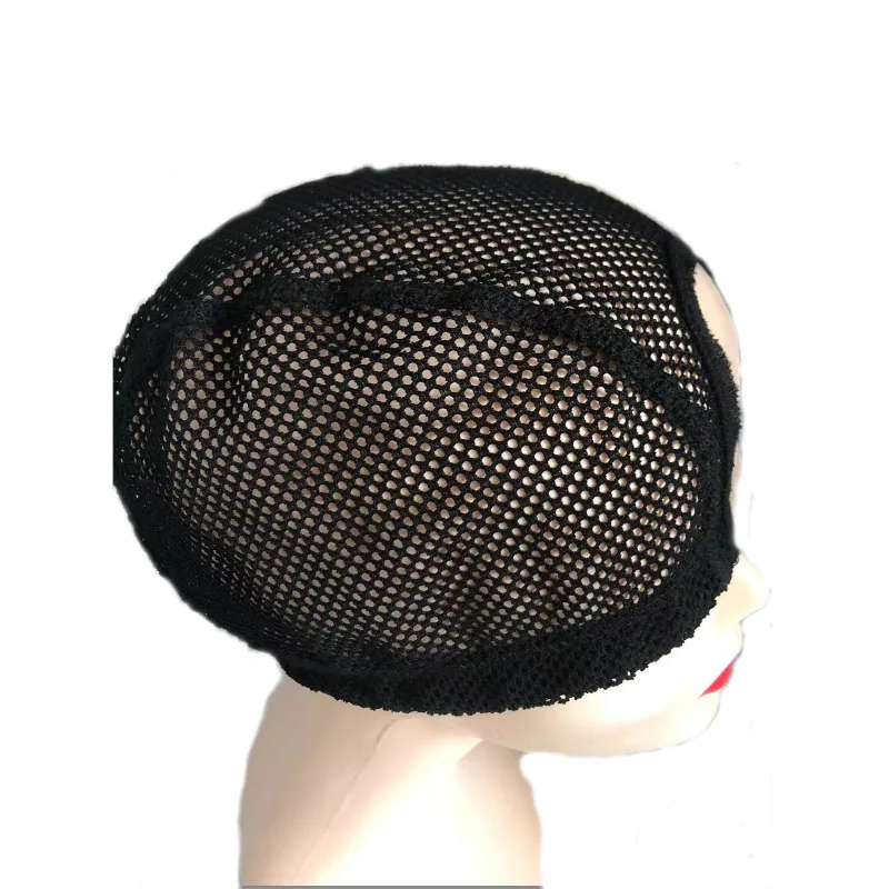 Gorro de malla con agujero grande para peluca, malla de cúpula negra con banda elástica y ondas, 1 unidad