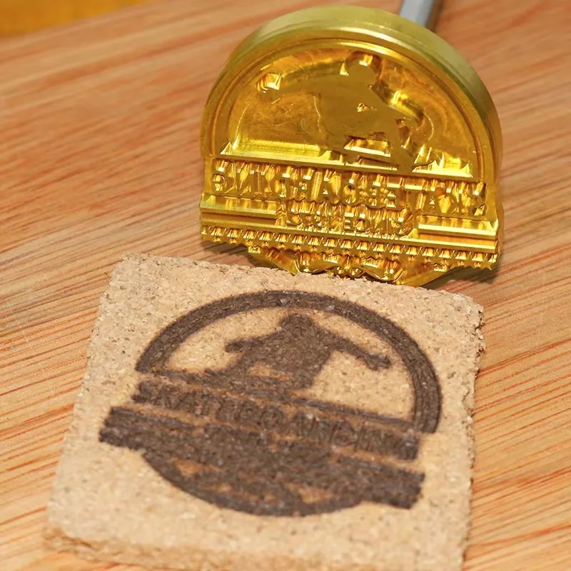 Leather Wood Logo Custom Brass Iron Heated Stamping Embossed Seal Custom Cake Burger Wedding