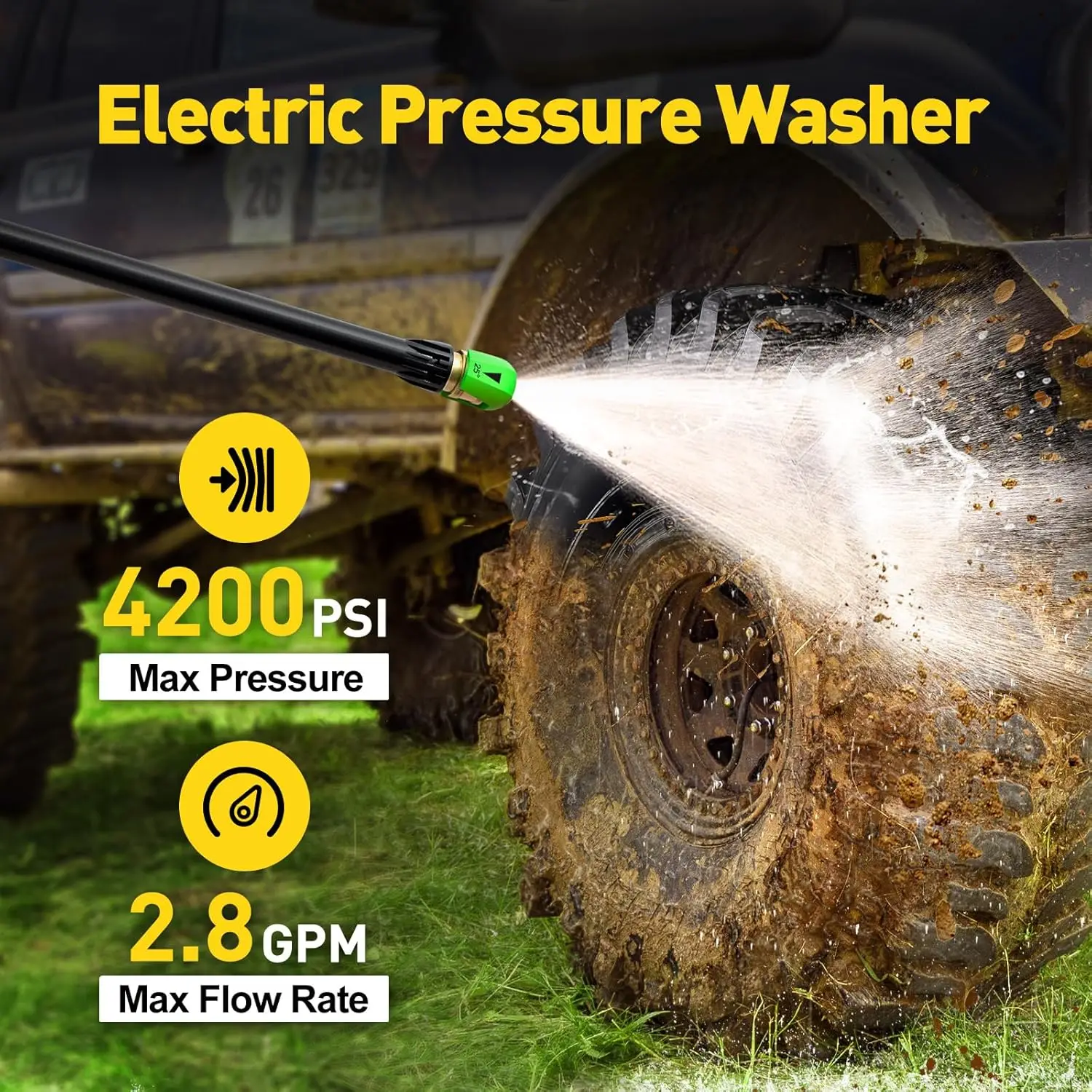 Pressure Washer, 2 .8GPM Certified Electric Pressure Washer, Power Washer with Foam Cannon and 3 Different Pressure