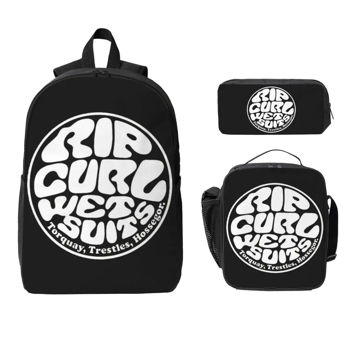 

Classic Rip Curl Backpack Student Boys Girls BookBag School Bag Computer Shoulder Bags 3ps Insulated Lunch Bag Pencil Case