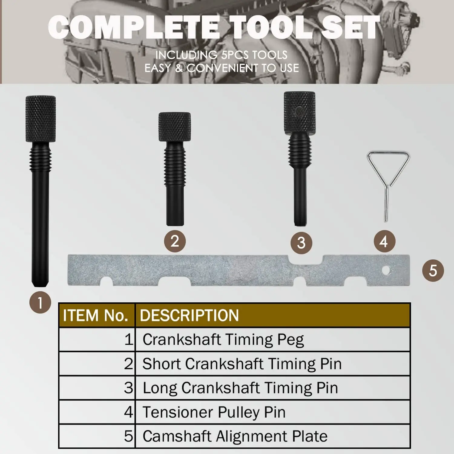 TENG MILE Timing Alignment Tools Kit Fits for Ford Fiesta Focus Mazda Volvo/Duratec Engines Auto Tools Professional