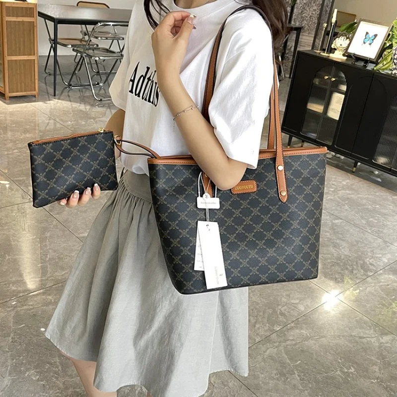 

Высококачественная винтажная кожаная сумка для женщин с модным дизайном большой вместимости и буквенным логотипом