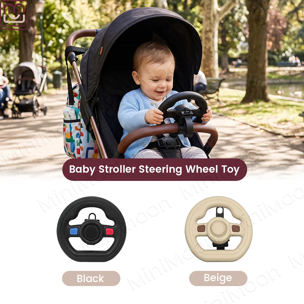 Universal Pretend Steering Wheel for Strollers & Carts with Music - Detachable, Fun Driving Attachment