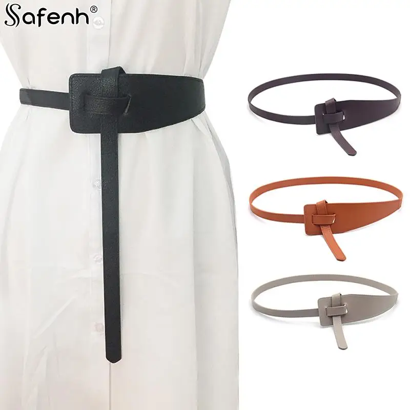 

Knot Pu Leather Belts For Women Soft Knotted Strap Belt Long Dress Accessories Lady Waistbands Fashion Summer Skirt Dress Belt