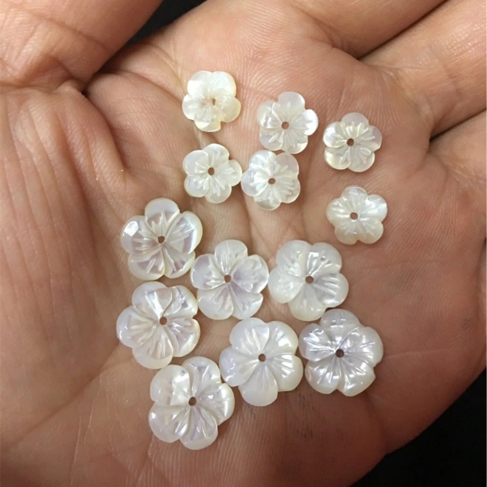 Natural Seawater Shell Mother-of-pearl Beads Flower White Butterfly Shell Hollow Loose Beads DIY Earrings Jewelry Accessories