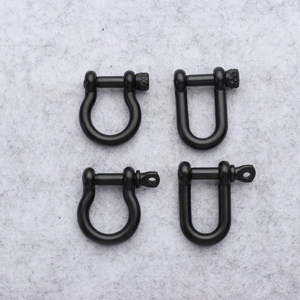 Solid Stainless Steel Carabiner D Bow Staples Shackle Fob Key Ring Keychain Hook Screw Joint Connector Buckles Outdoor Bracelet