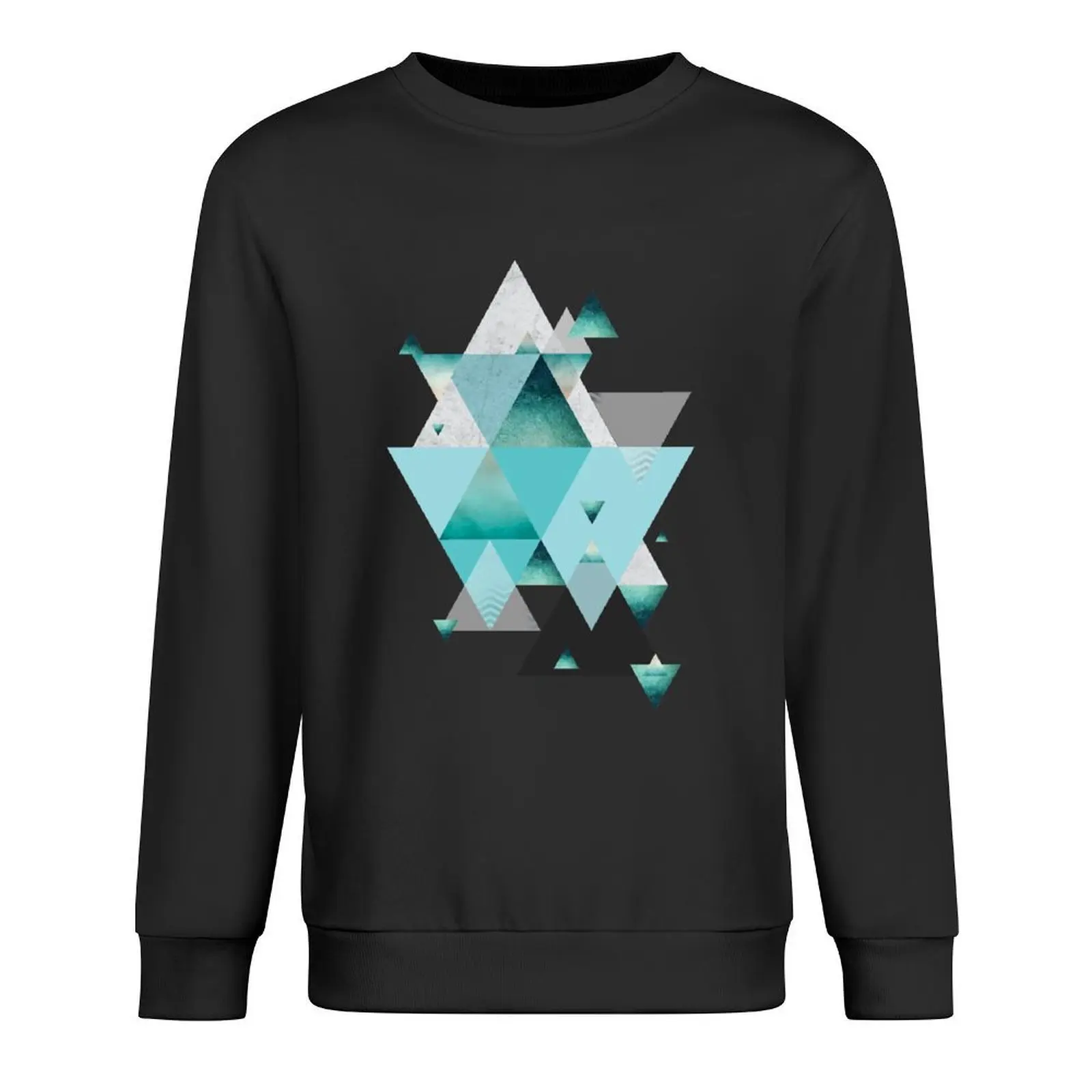 

Turquoise Geometric Pullover men's coat men wear graphic t shirts men autumn jacket men hooded sweatshirt for