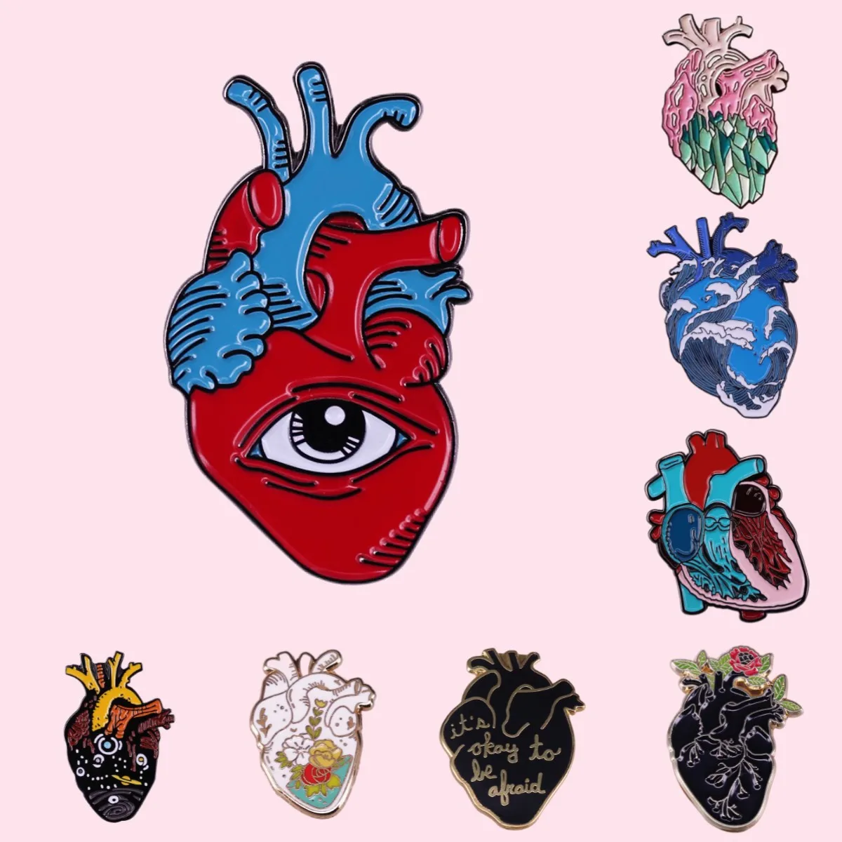 Cuore smalto Pin organo medico anatomia risvolto borsa in metallo spille distintivi di consapevolezza della salute arte gotica medico infermiere