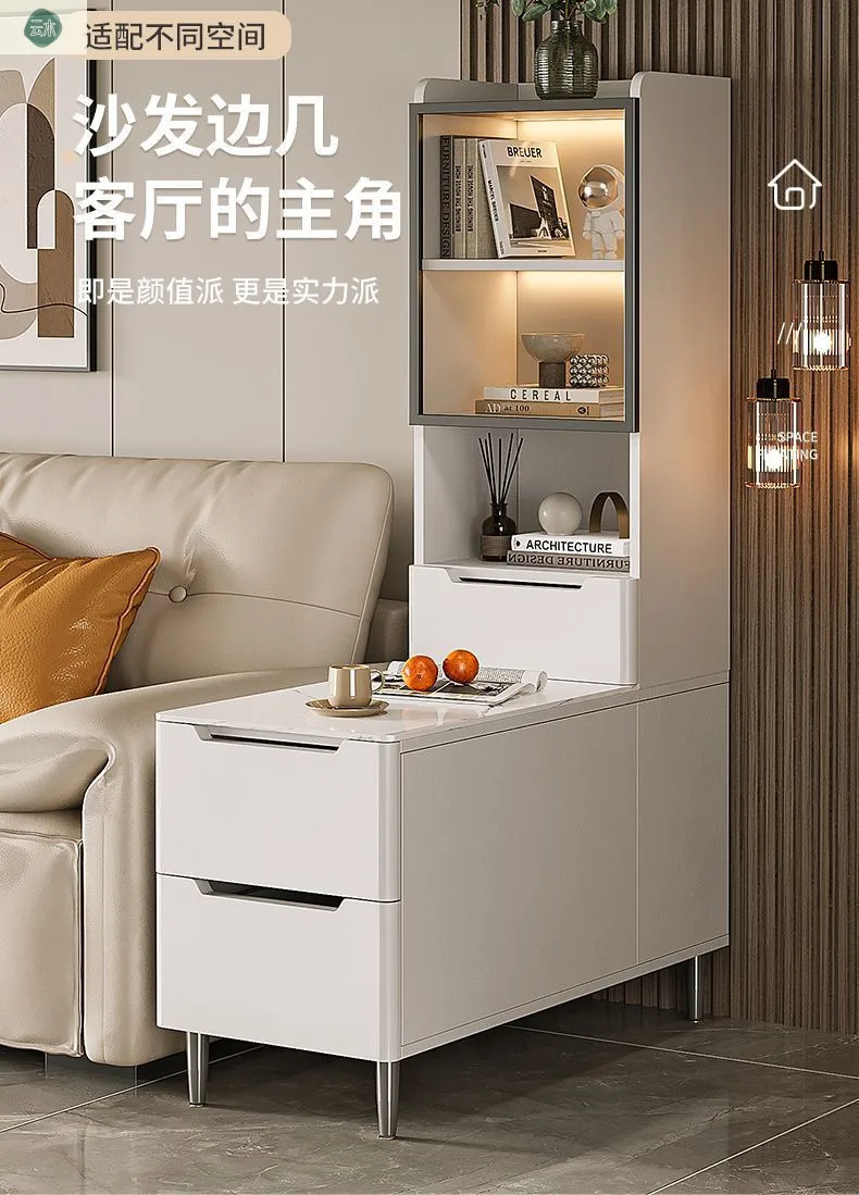 

Solid wood sofa side cabinet, rock slab sofa , partition cabinet, storage living room light luxury high-end side