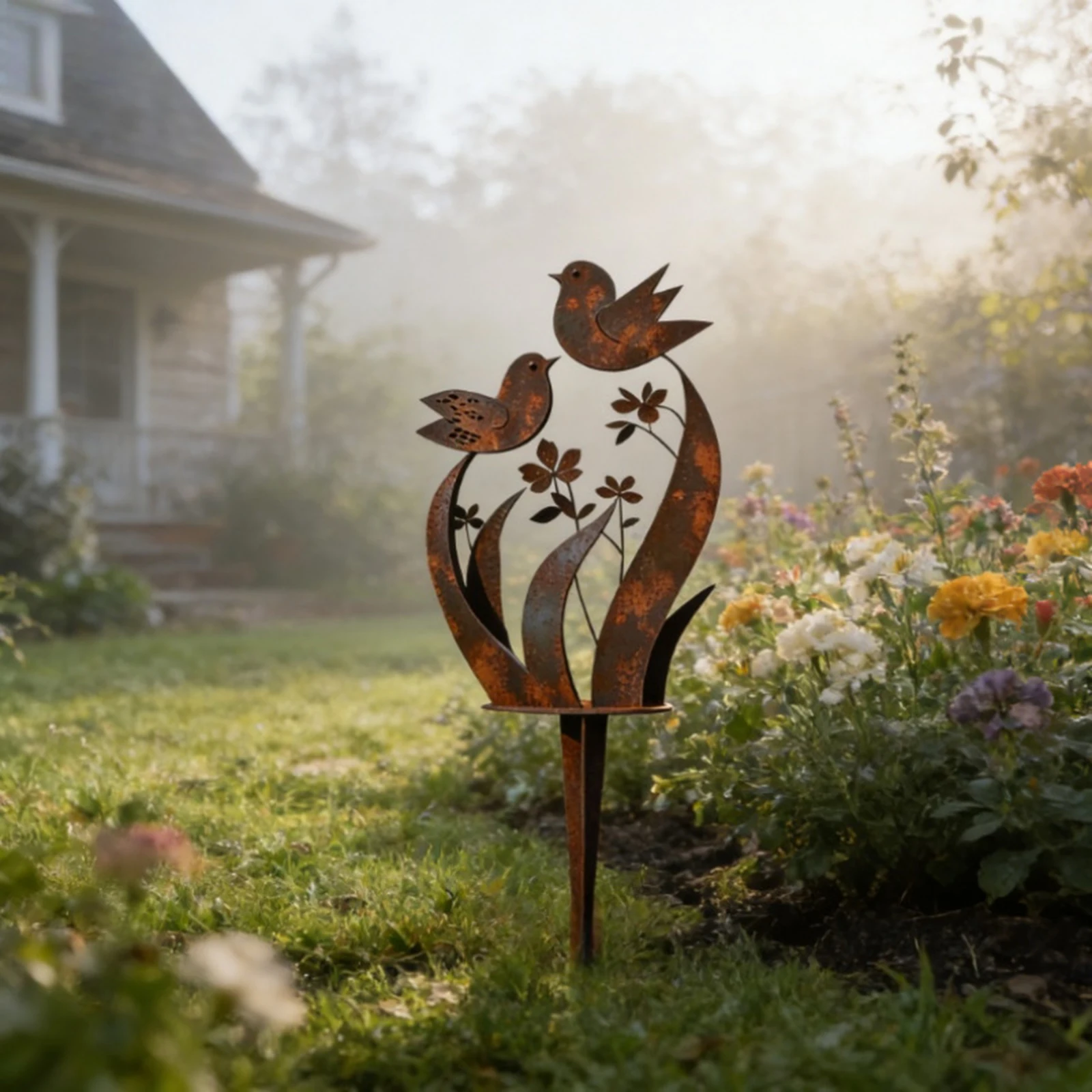Piquets décoratifs en métal pour plantes d'extérieur, style rétro, pour jardin et pelouse, robustes, pour décoration de jardin rustique et d'art paysager.