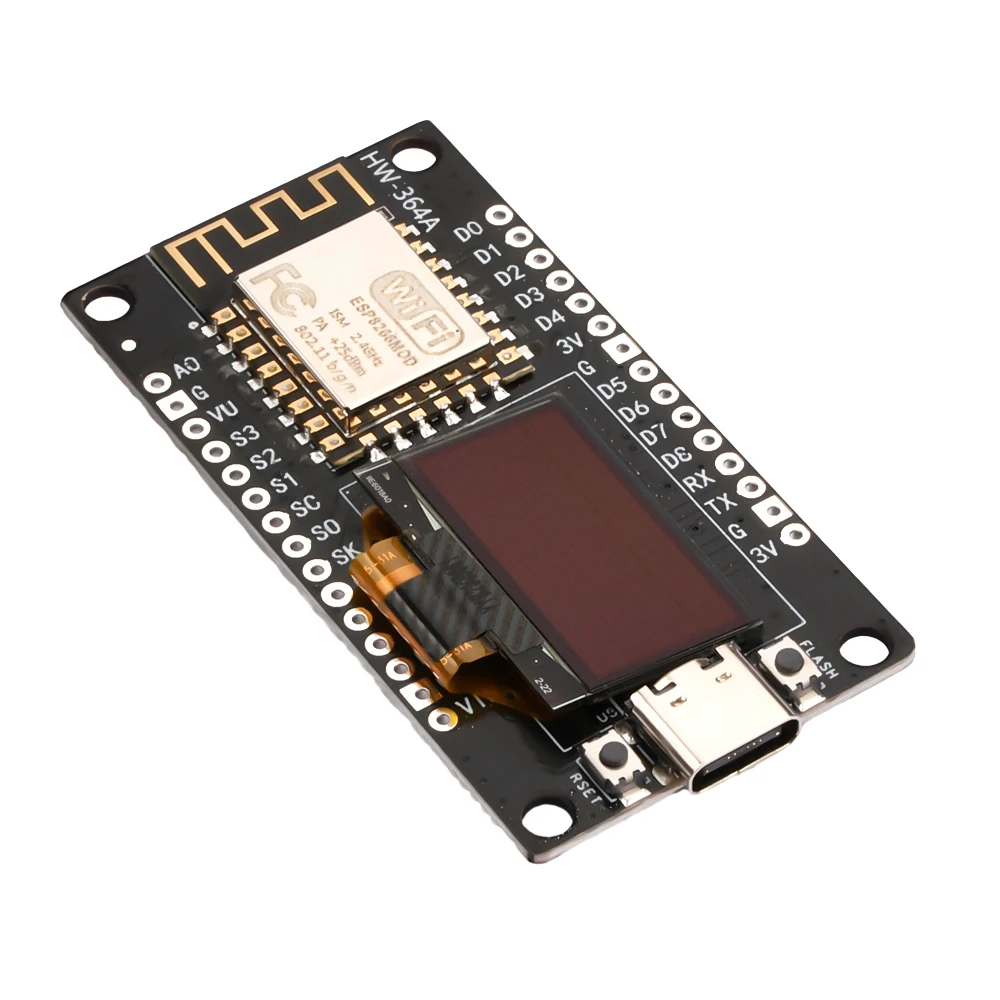 NodeMCU ESP8266 Development Board with 0.96 Inch OLED Display, CH340 Driver Module for Arduino IDE/Micropython Programming