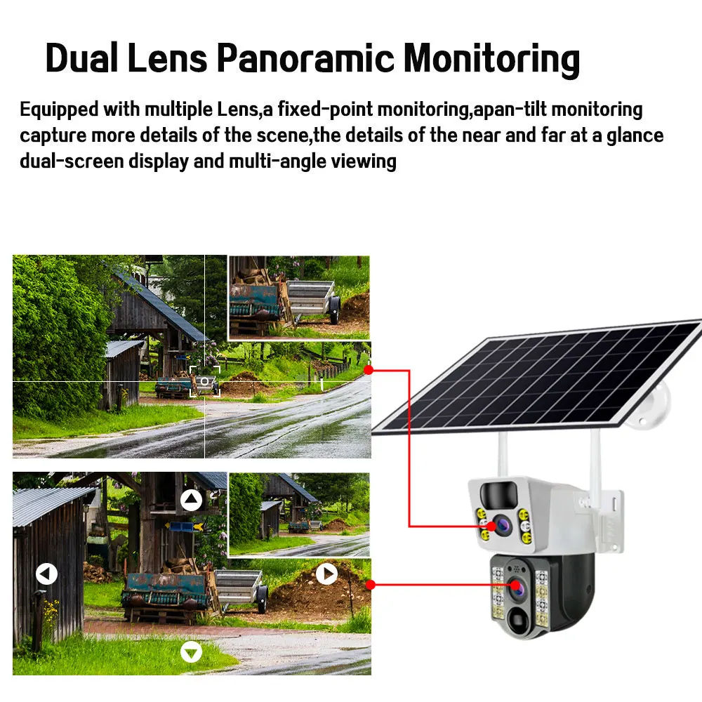 Imagem -04 - Câmera ip de Vigilância Cctv sem Fio ao ar Livre Lente Dupla Câmera de Segurança Ptz Solar Telas Duplas Rastreamento Automático Humano 4k 8mp 4g