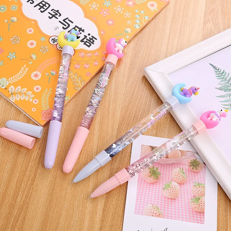 Creative quicksand neutral pen combination cartoon stationery student high beauty fairy pen office water signature pen kawaii