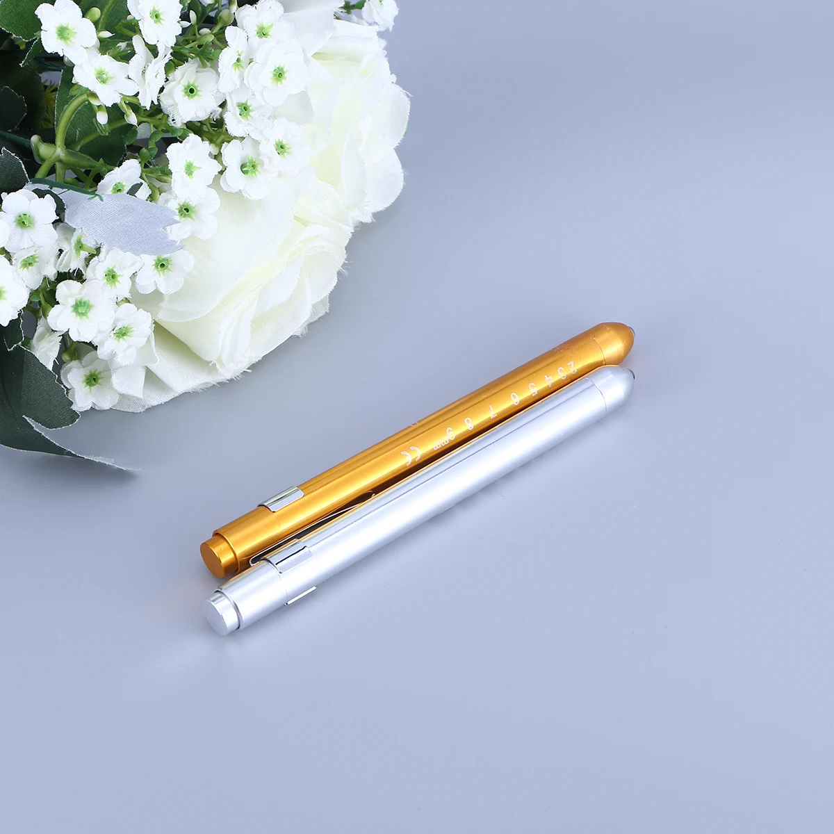 

2Pcs Nurse Medical Pupil Gauge LED Pen Light Compact Durable Metal Clip for Doctors Nurse Medical Pen Light