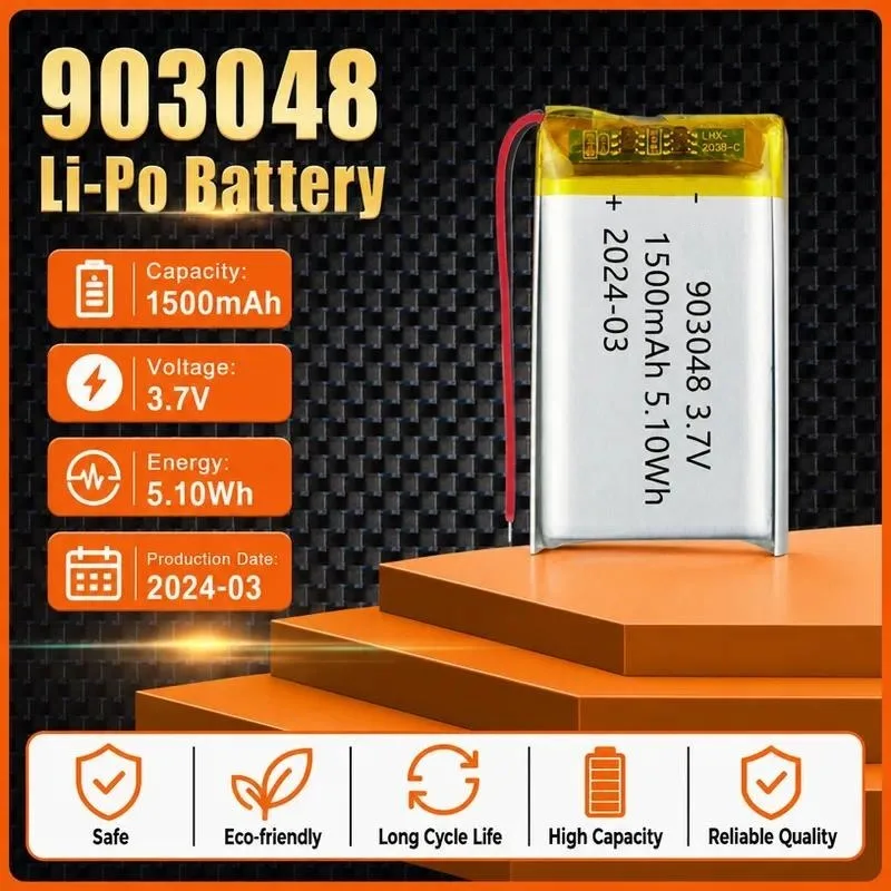 100pcs for 903048 Polymer Lithium Battery 1500mAh 3.7V Full Capacity Rechargeable Li-ion Battery for Beauty Instrument Monitor