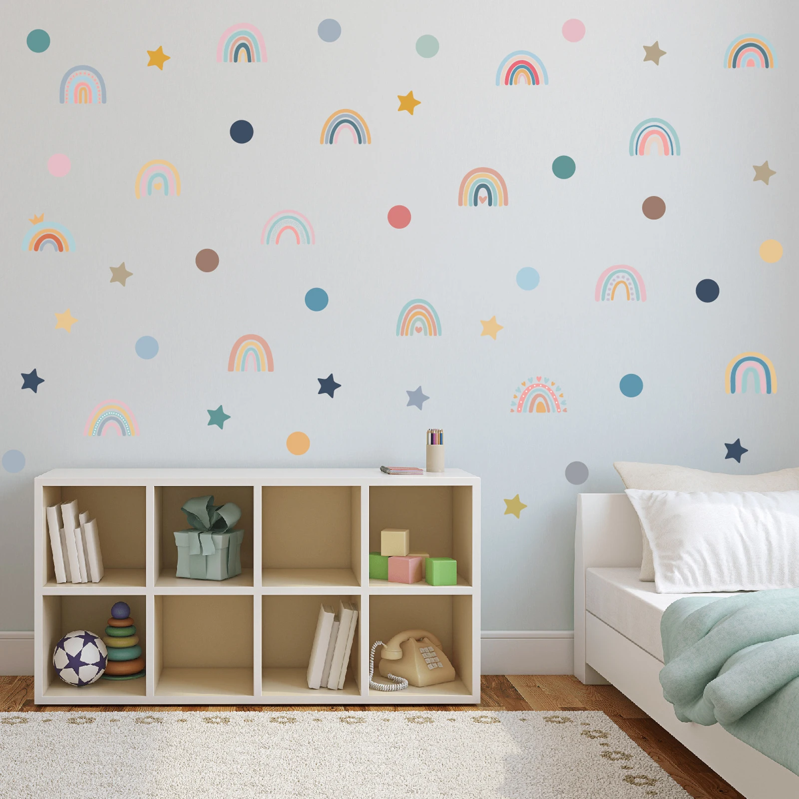 

4 Sheets Rainbow Wall Decal Room Decor Decorative Sticker Stickers Decoration Decals for Girls Bedroom Cartoon 's