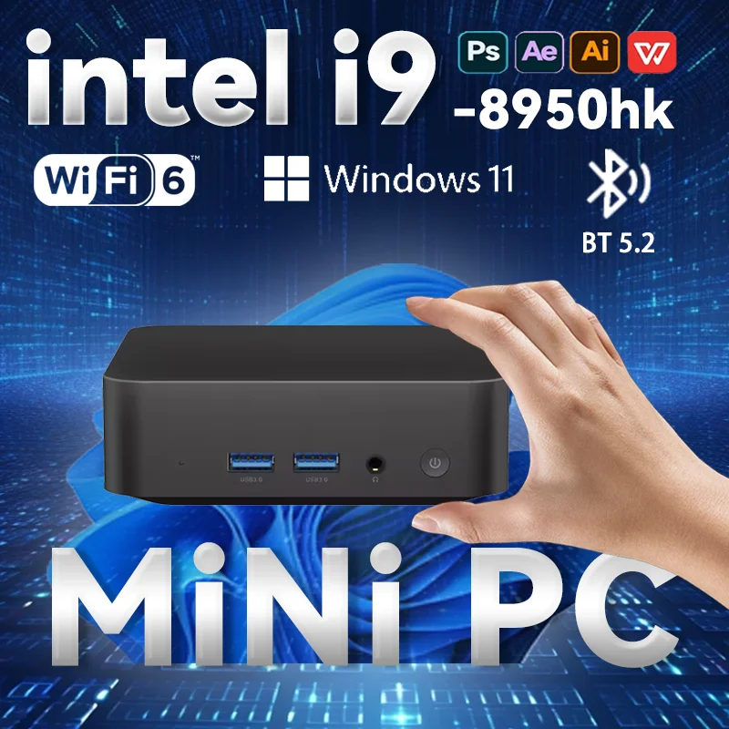 

MINI PC Windows 11 Intel Core i9 8950HK 16GB RAM 1TB SSD WIFI 6 BT5.2 4K HD Mini Gaming office study Pc