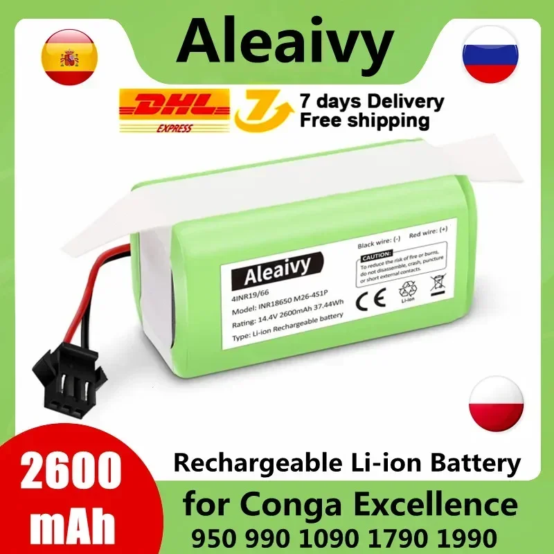 14.4V 2600mAh Li-ion battery for Cecotec Conga Excellence 950 990 1090 Ecovacs Deebot DN621 601/605 Eufy RoboVac 35C Panda  V710