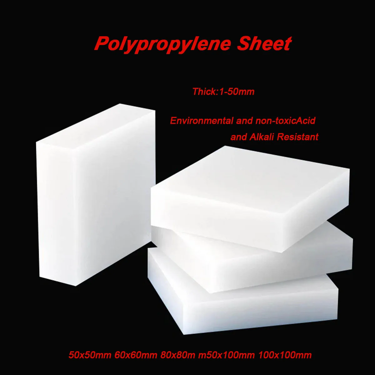 

White Polypropylene Sheet PP Plate Plastic Board Hard Board Size 50x50mm 60x60 80x80 50x100mm 100x100mm Thick 1-50mm