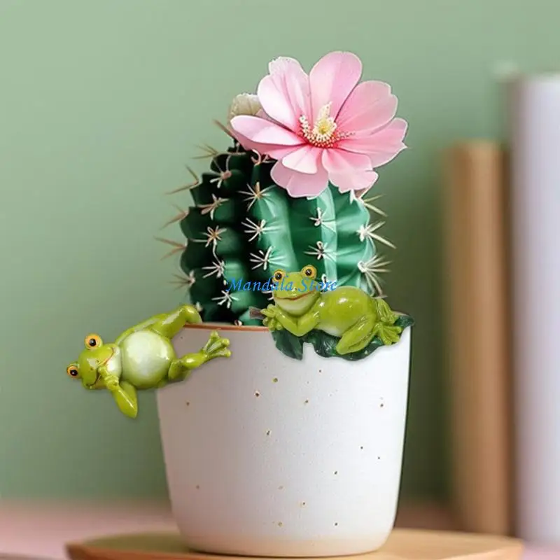 U2JC Flower Panguero Ranas resina Adorno resistente a intemperie para maceta flores