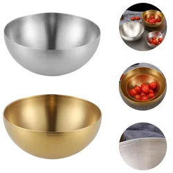 Stainless Steel Salad Bowl Rice Cold Noodles Lamian Noodles Bowl Cuisine Tub Kitchen Tableware Food Container Gold and Silver