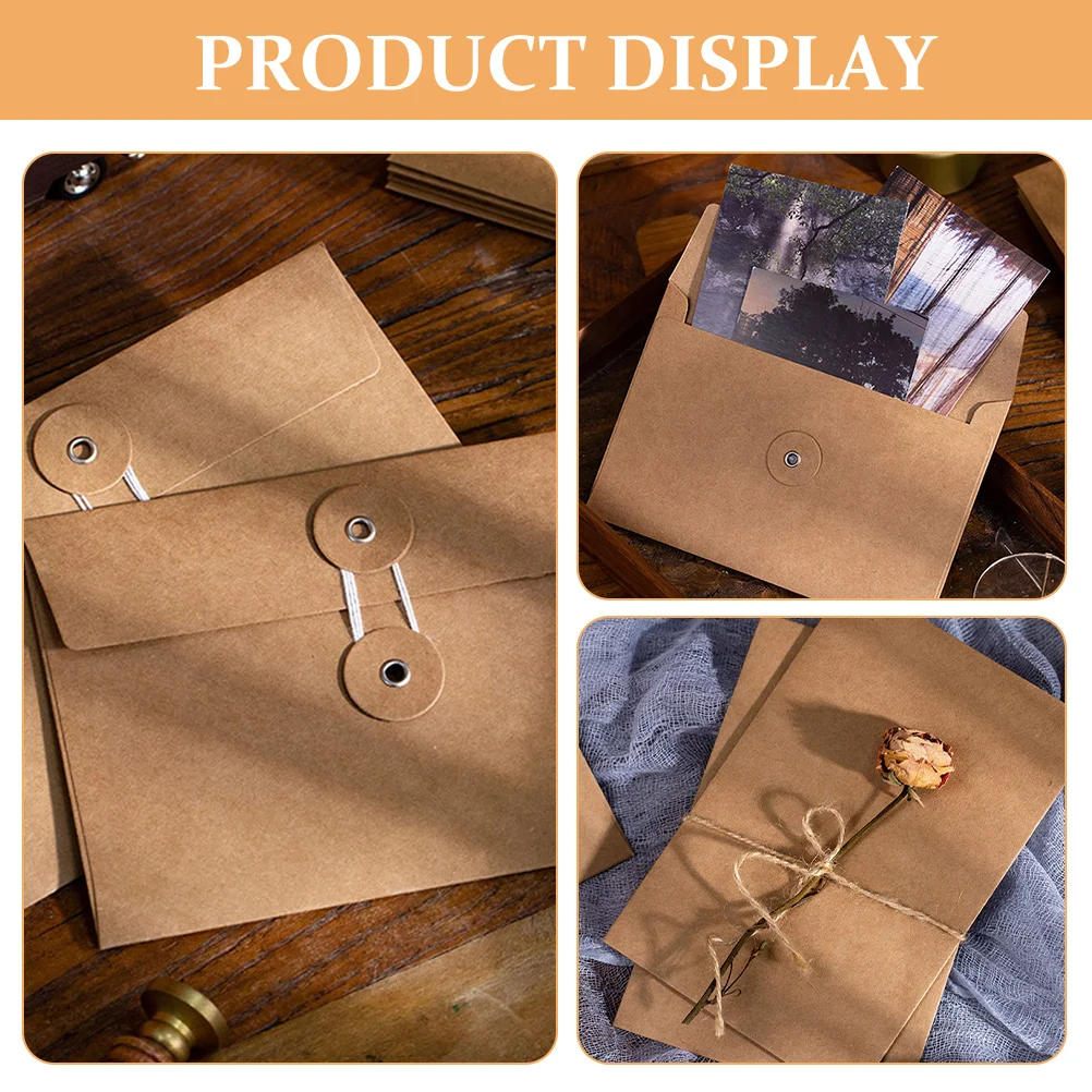 Pochettes de rangement à enroulement de bureau, 24 pièces, enveloppes Kraft pour l'organisation des fichiers, porte-documents rétro, fournitures de papeterie